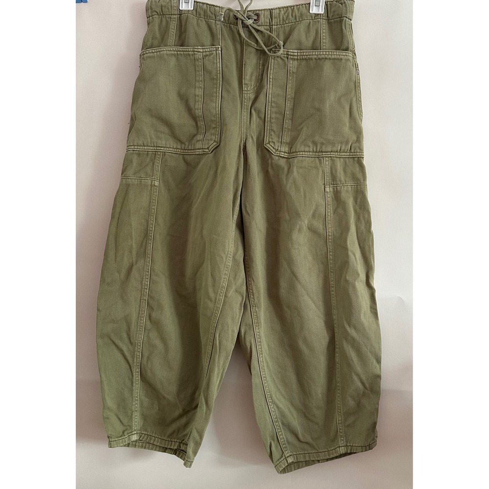We The Free People Silverton Olive Green Barrel Cargo Pants Wide Leg Womens M